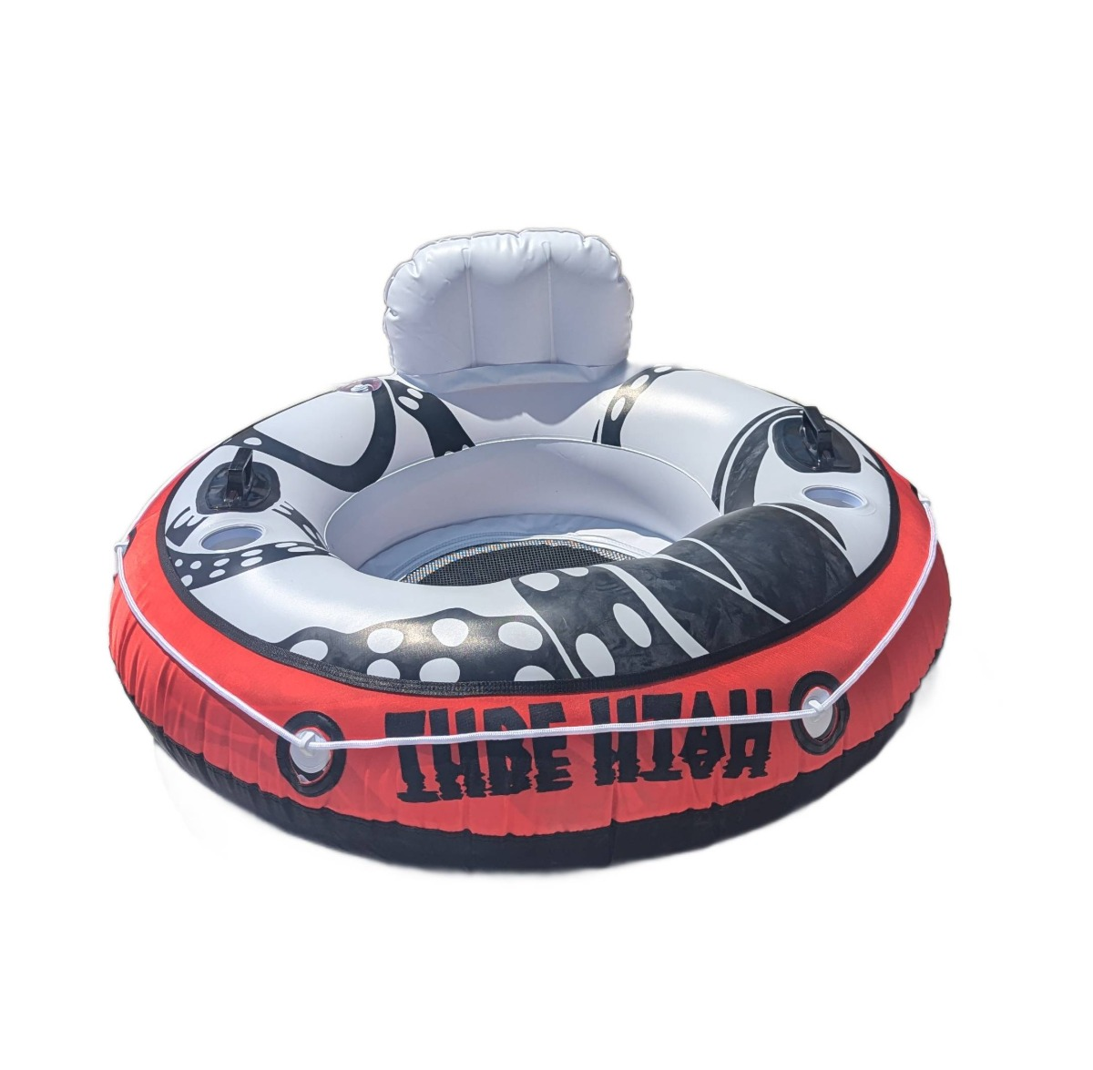Red and black Tube Utah inflatable river tube rental with backrest